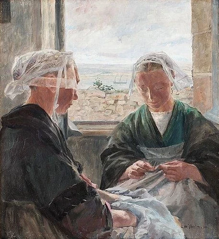 Ragazze che riparano le vele, Bretagna, 1893